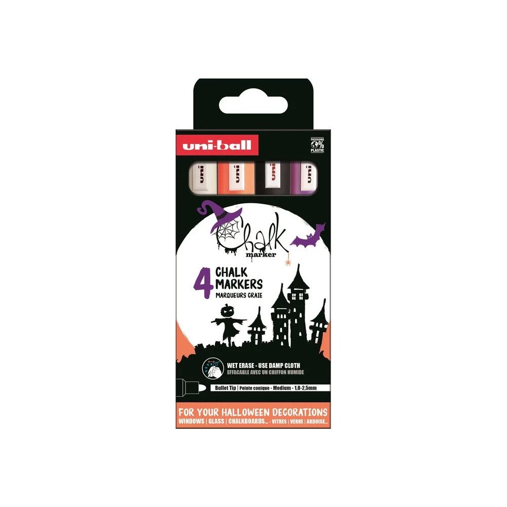 Uni-Ball Uni Chalk marker sæt Halloween med 4 stk PWE-5M ( colours wh...
