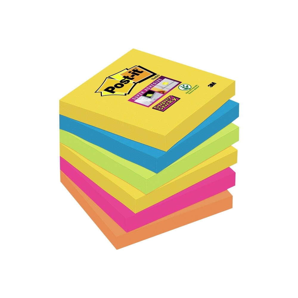 3M Post-it Post-It 6546SR 76 mm x 76 mm Neongrön, Ultrablå, Ult...