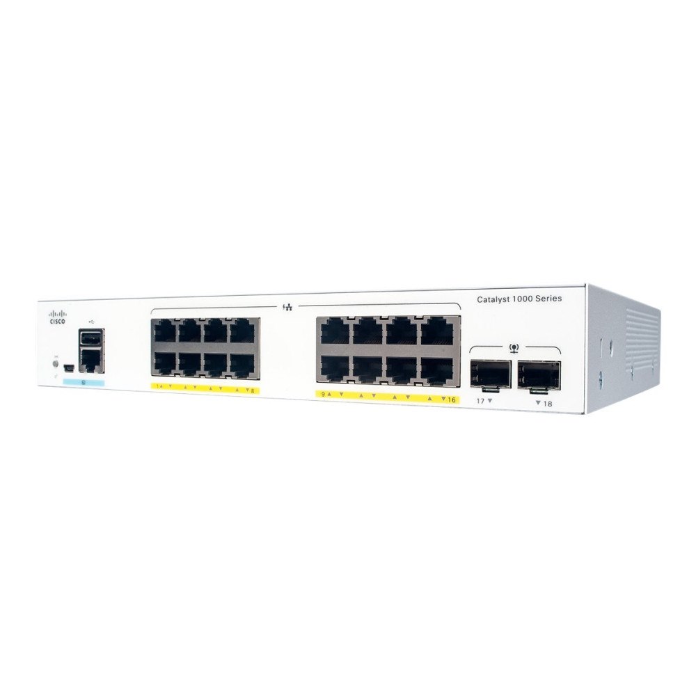 Cisco Cisco Catalyst 1000-16P-E-2G-L - switch - 16 portar - Administrerad - rackmonterbar
