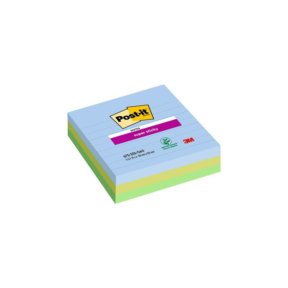 3M Post-It Super Sticky Notes Oasis, 101 x 101 mm, pakke a 6 st...