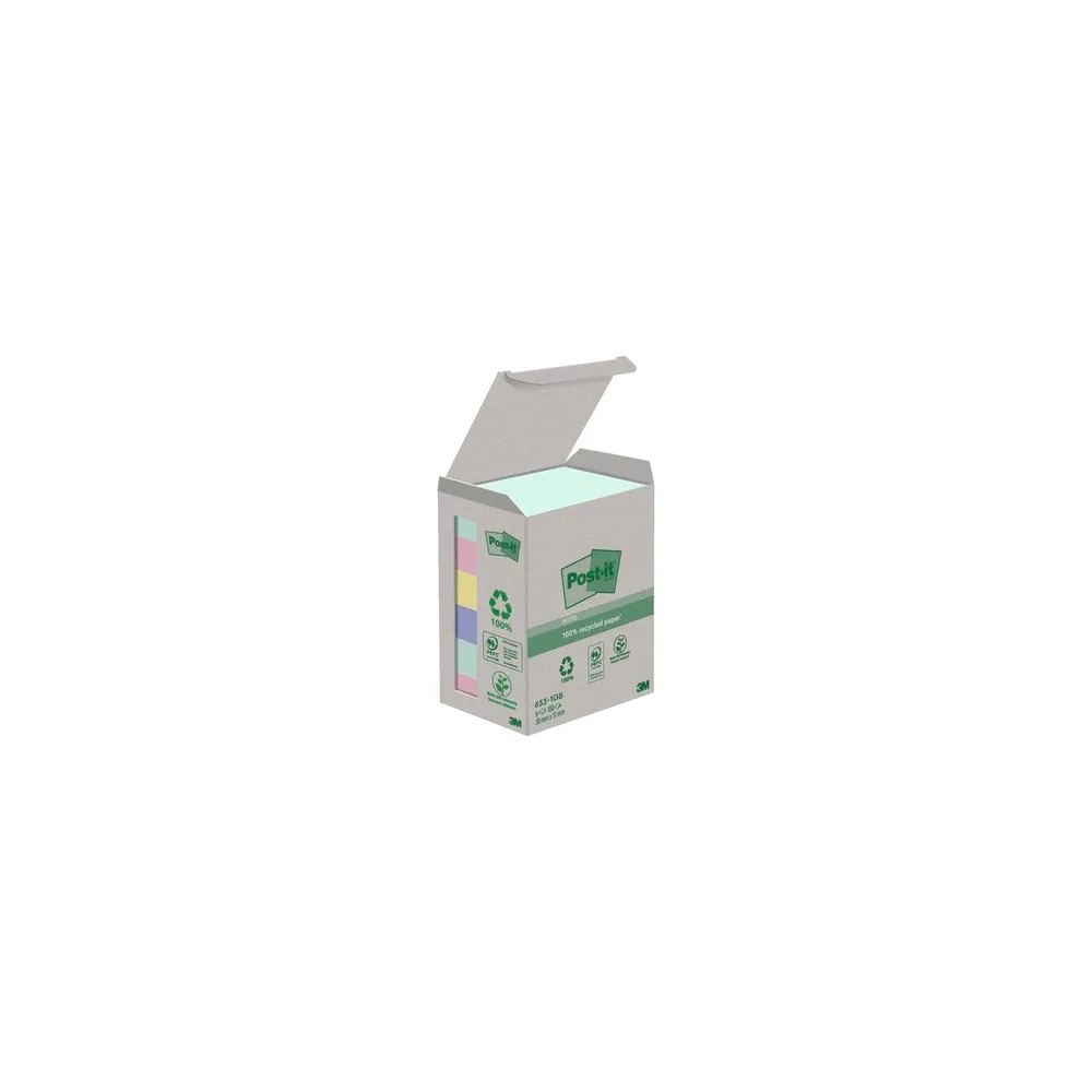 3M Post-it® Recycled Notes 38mm x 51mm 100 ark pr./blok