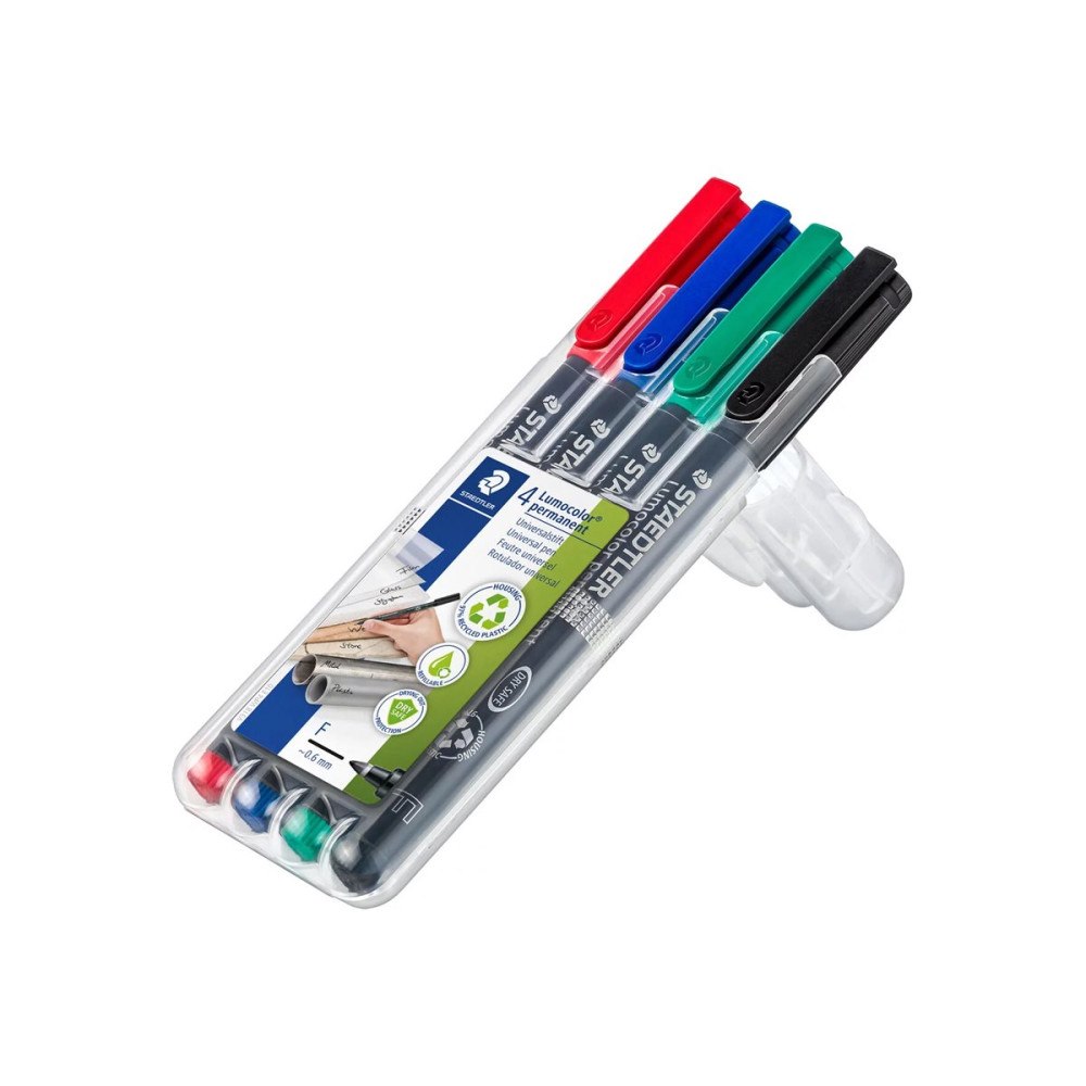 STAEDTLER STAEDTLER Lumocolor 318 - markering - svart, röd, blå, grön (paket om 4)