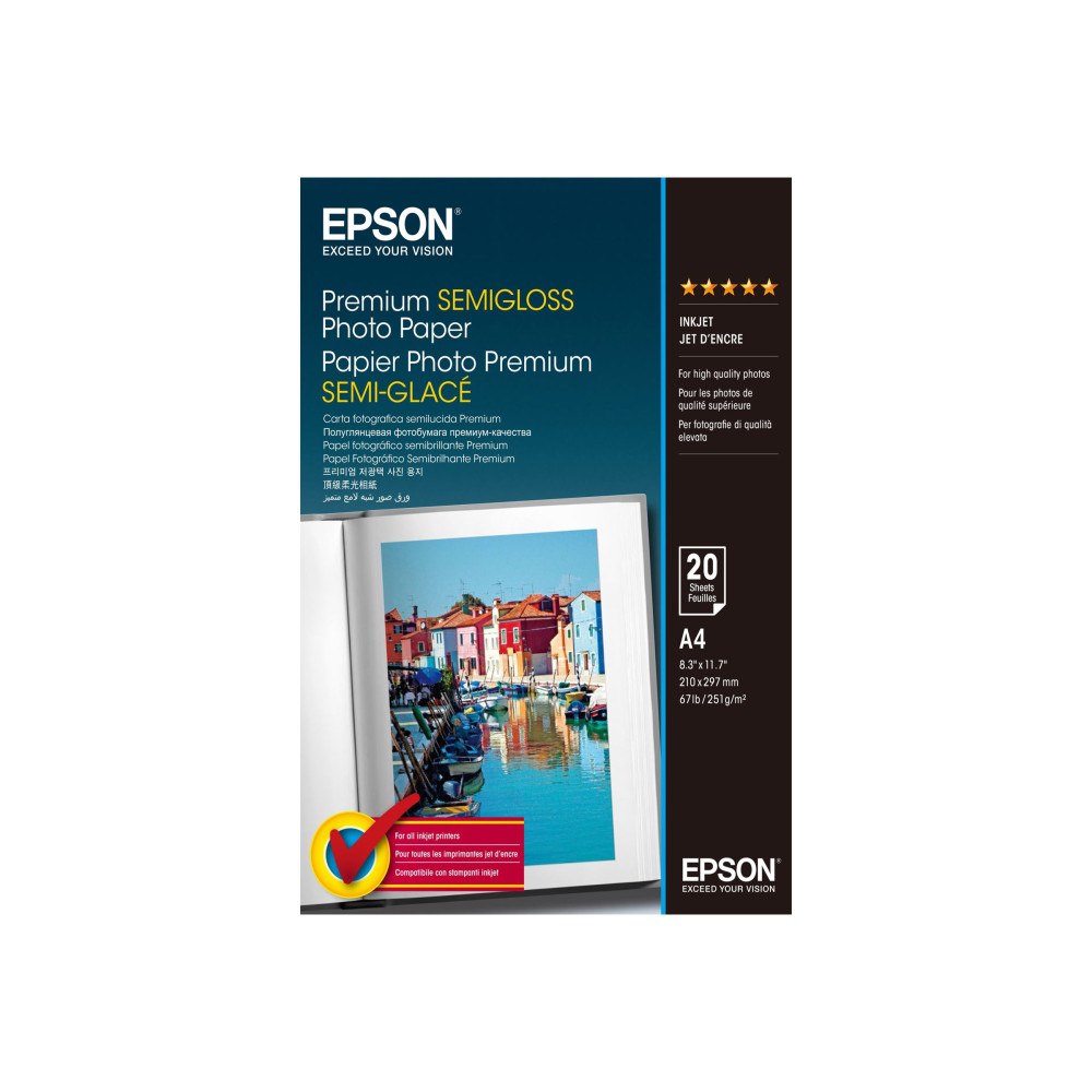 EPSON Epson Premium Semigloss Photo Paper - fotopapper - halvblank - 20 ark - A4