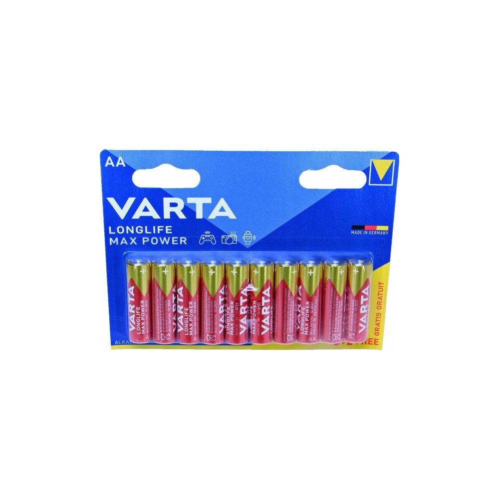 Varta AA-batteri Varta Longlife Max Power AA Blister 10 (8+2) Alka...