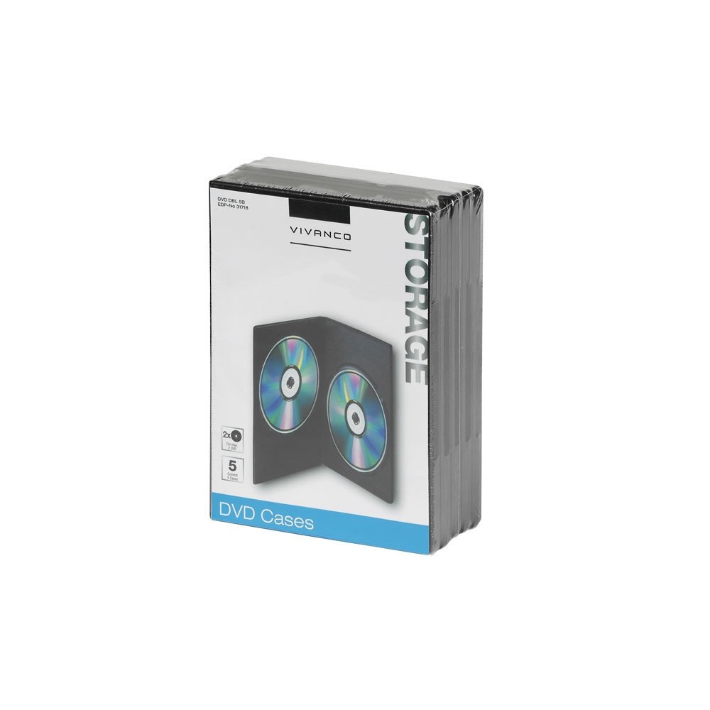 Vivanco Vivanco 31718, DVD-fodral, 2 diskar, Svart, 5 styck, 190 mm,...