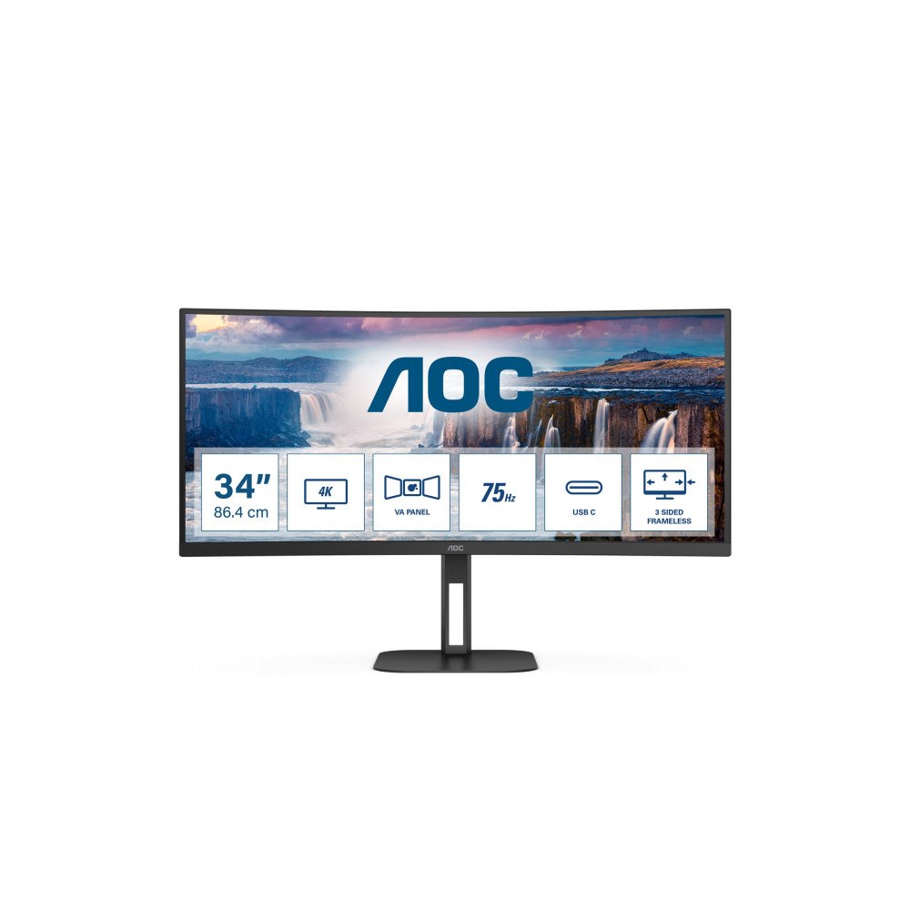 AOC AOC Value-line CU34V5C/BK/23 - LED-skärm - böjd - 34" - HDR