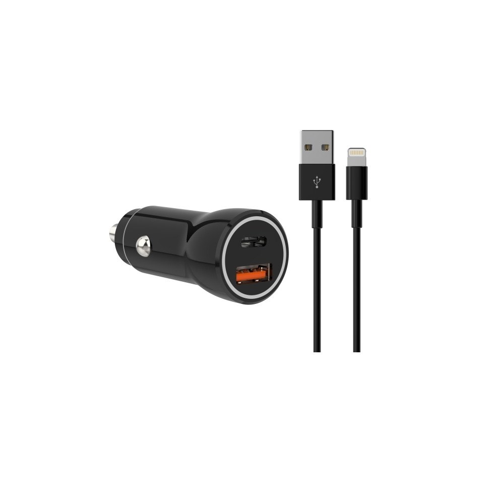 SINOX Sinox 12V dubbel USB-bilsladdare. USB A 18W + USB C 20W. Sva...