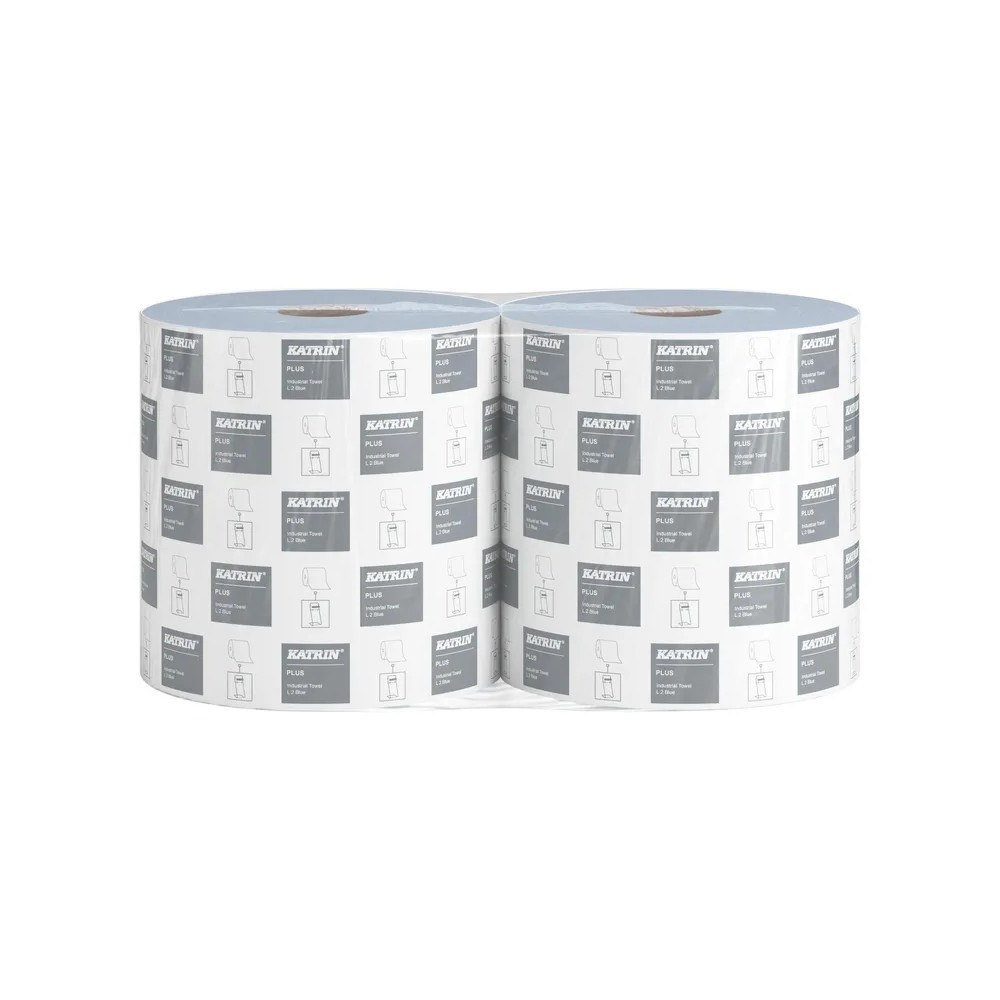 KATRIN Avtorkningspapper Katrin Plus blått Ø26,5 cm x 350 m 2-lager...