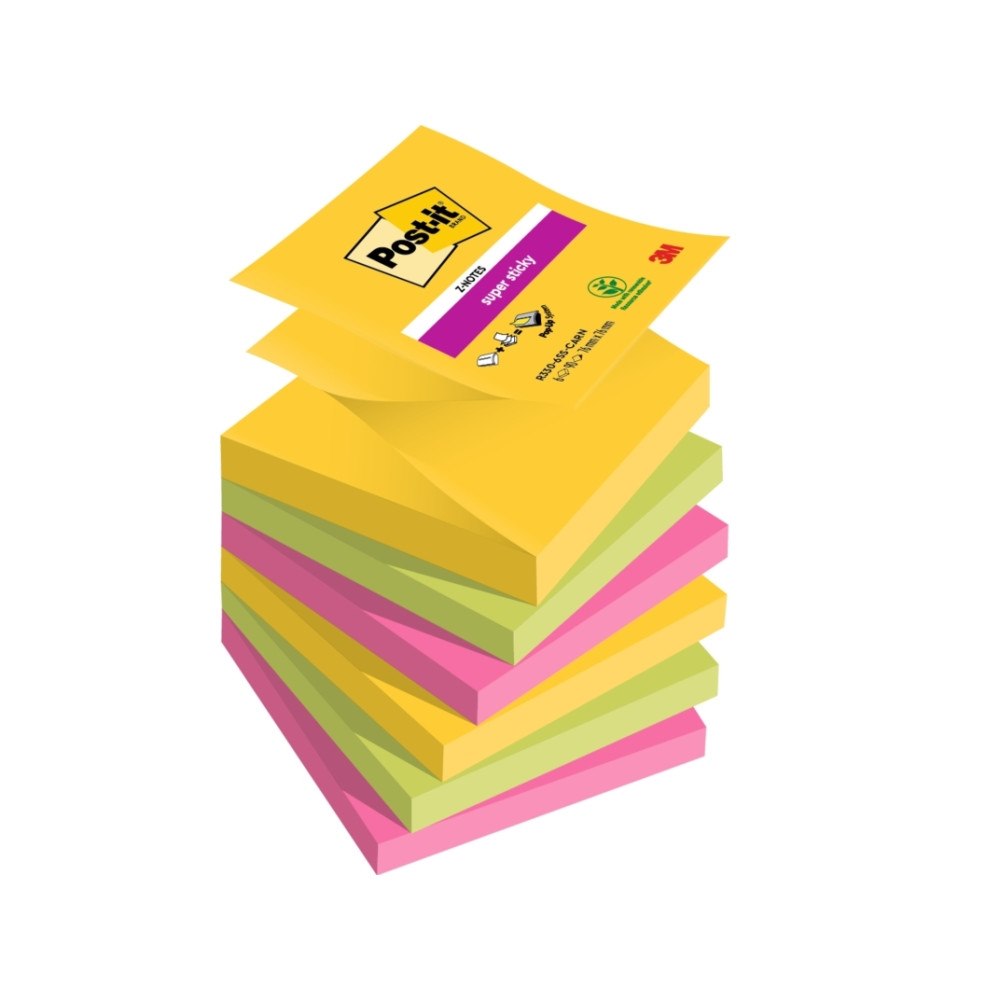 Post-it Post-It R330-6SSRIO-EU, Torg, Blå, Rosa, Gul, papper, 76 mm,...