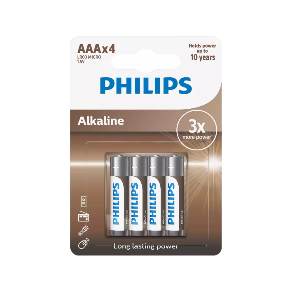 Philips Philips LR03A4B/10, Engångsbatteri, AAA, Alkalisk, 1,5 V, 4...