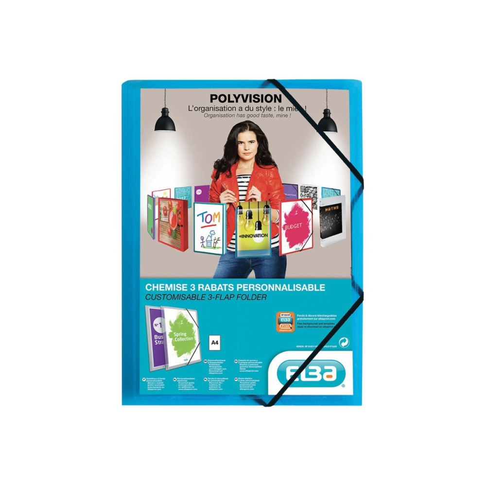 Elba ELBA Polyvision - 3-flikhållare - för A4 - genomskinligt koboltblå