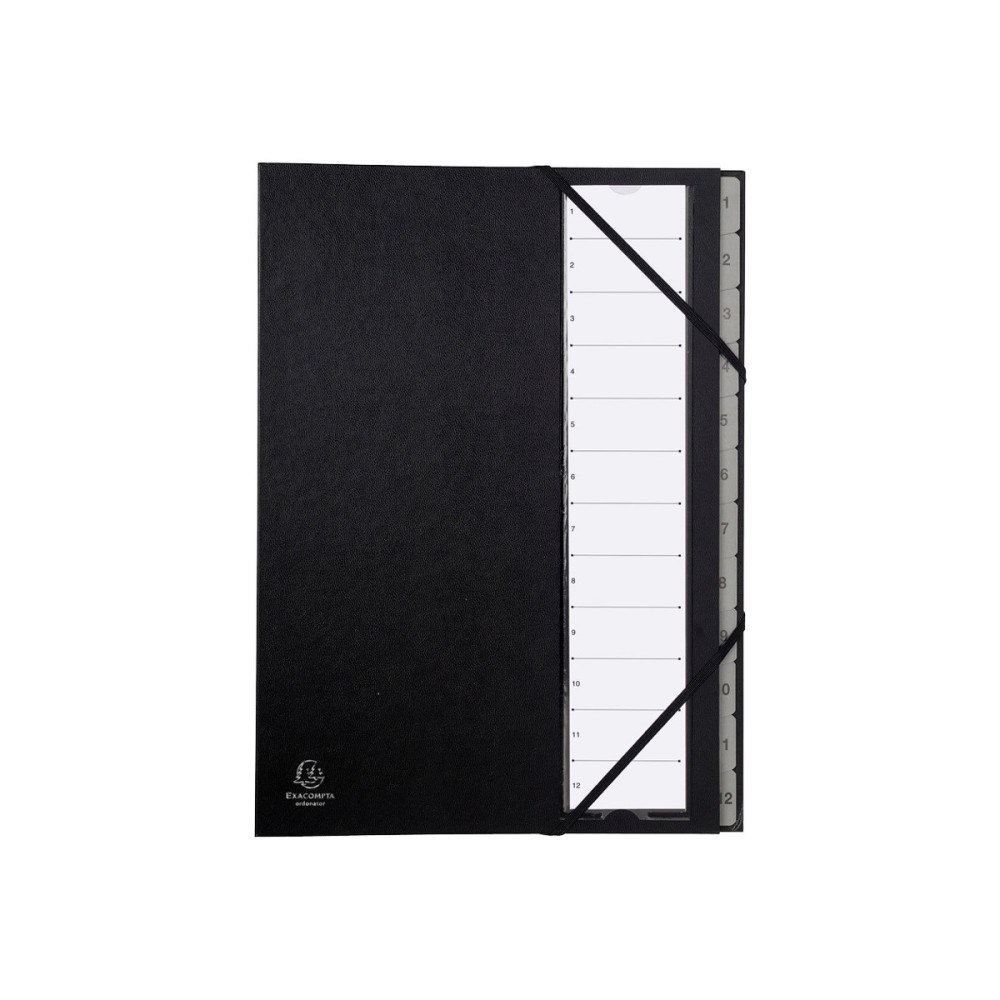 EXACOMPTA Exacompta Ordonator - klassifikationsmapp - 12 delar - för A4 - tabbad - svart
