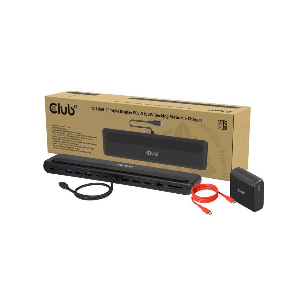 Club-3d Club 3D - dockningsstation - USB-C - 2 x HDMI, DP - 1GbE