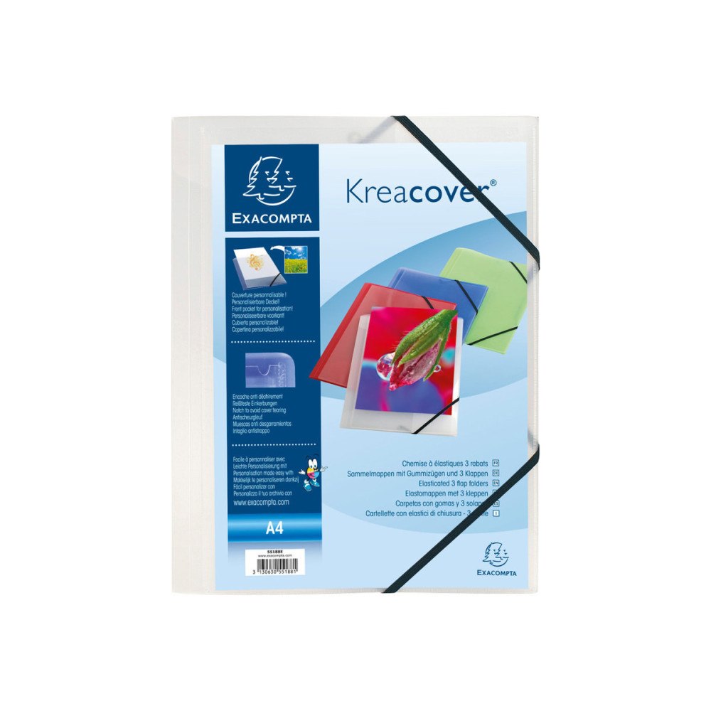 EXACOMPTA Exacompta Kreacover - 3-flikhållare - för A4 - kapacitet: 200 ark - genomskinlig vit