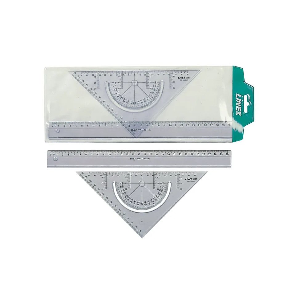 LINEX Linex 2602, Linjal, Triangel, 2 styck, Transparent, 45°, Hän...