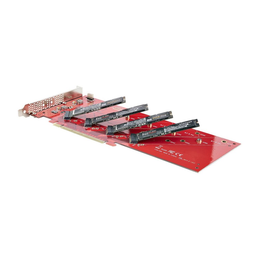 StarTech.com StarTech.com Quad M.2 PCIe Adapter Card, x16 Quad NVMe or AHCI M.2 SSD to PCI Express 4.0, Up to 7.8GBps/Drive, For 2242...