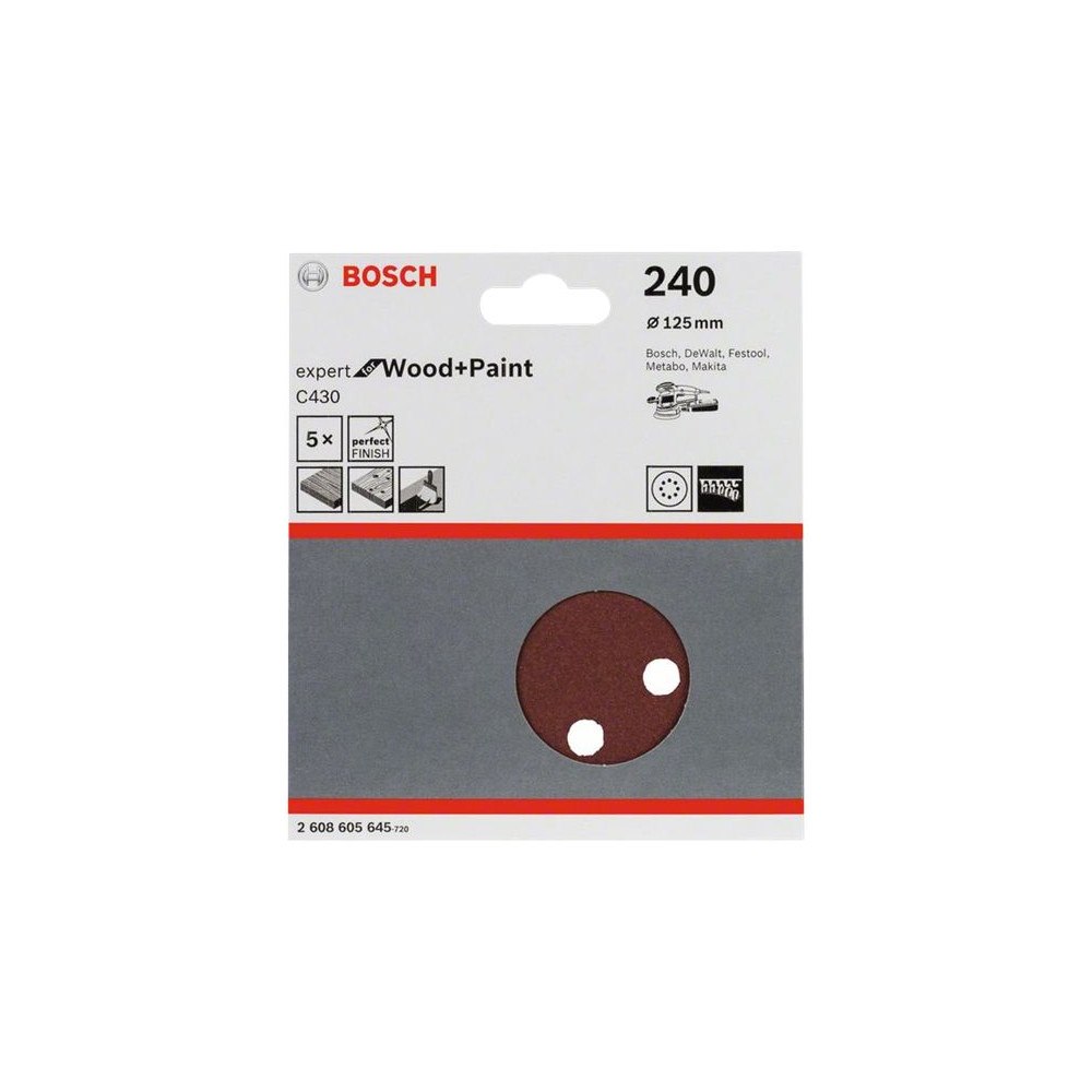 Bosch Powertools Bosch Expert for Wood and Paint C430 - sandpapperssats - för trä, målarfärg - 5 delar
