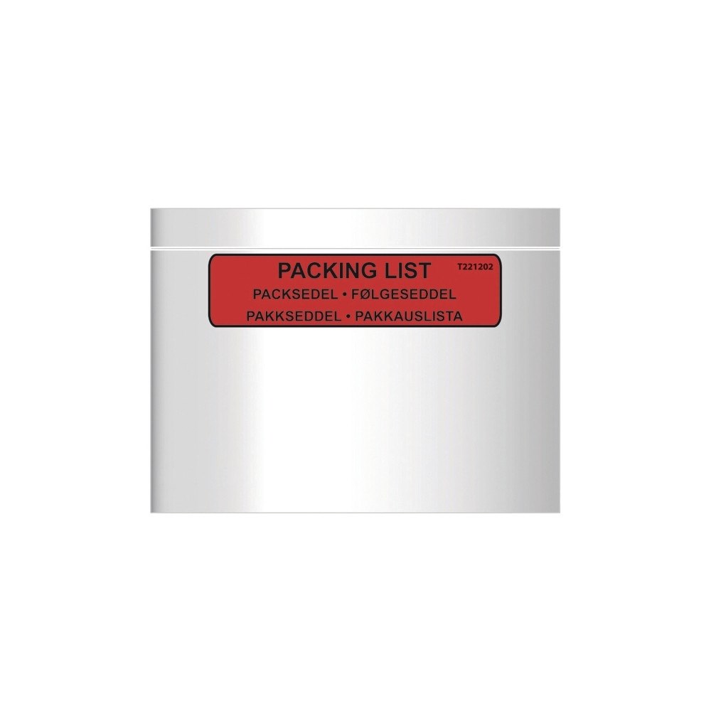 RCK Følgeseddellomme i plast C5 m/tryk 240x185mm 1000stk/kar Pla...