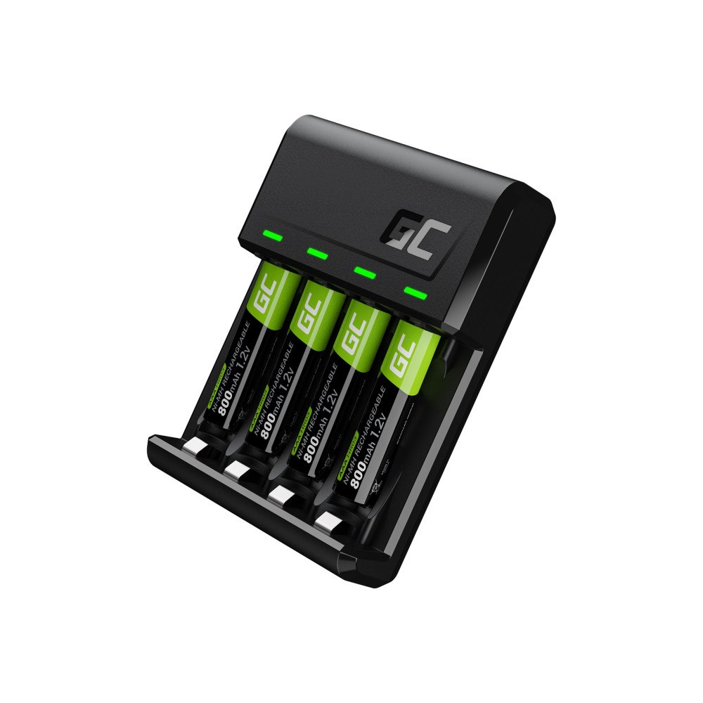 Green Cell Green Cell VitalCharger batteriladdare - 0.5 watt - med 4 x AAA NiMH 800 mAh uppladdningsbara batterier
