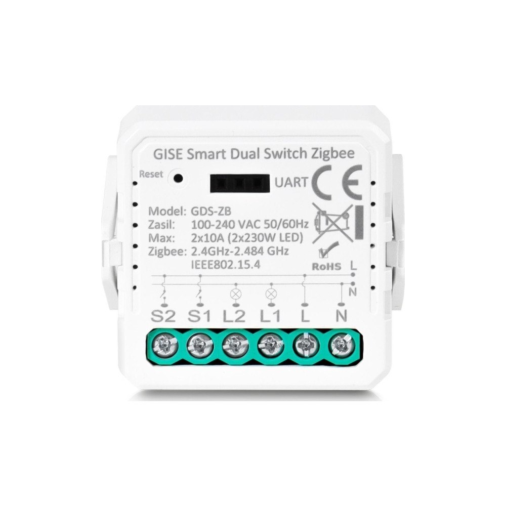 Usorteret Gise GISE Smart Dual Switch ingen neutral Zigbee | Zigbee Du...
