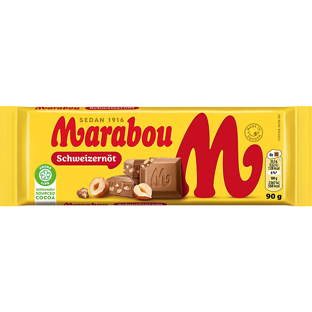 Marabou Mjölkchoklad Schweizernöt 90 g
