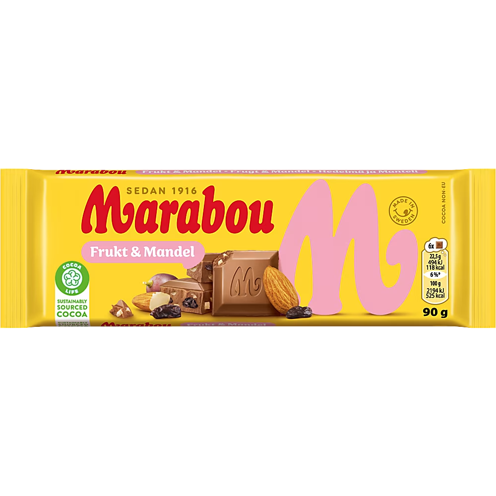 Marabou Mjölkchoklad Frukt & Mandel 90 g