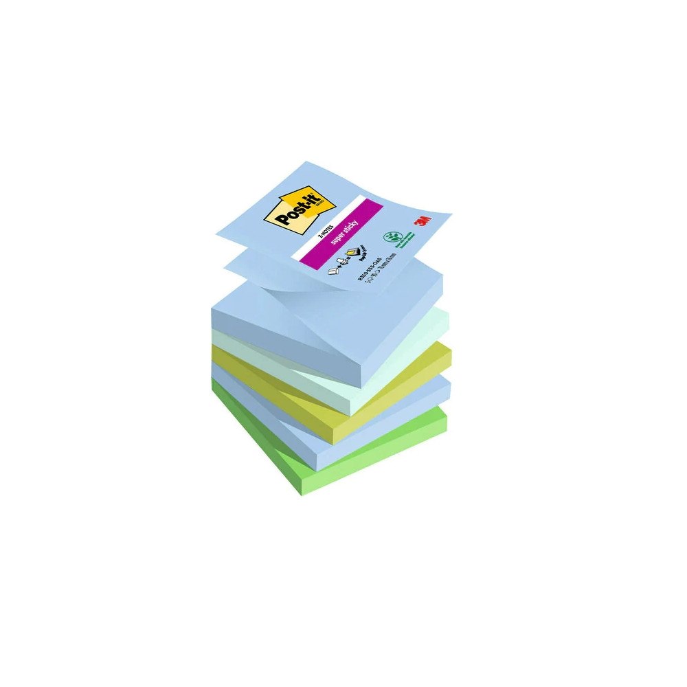 Post-it Post-It Super Sticky Z-Notes Oasis, 76 x 76 mm, pakke a 5 st...