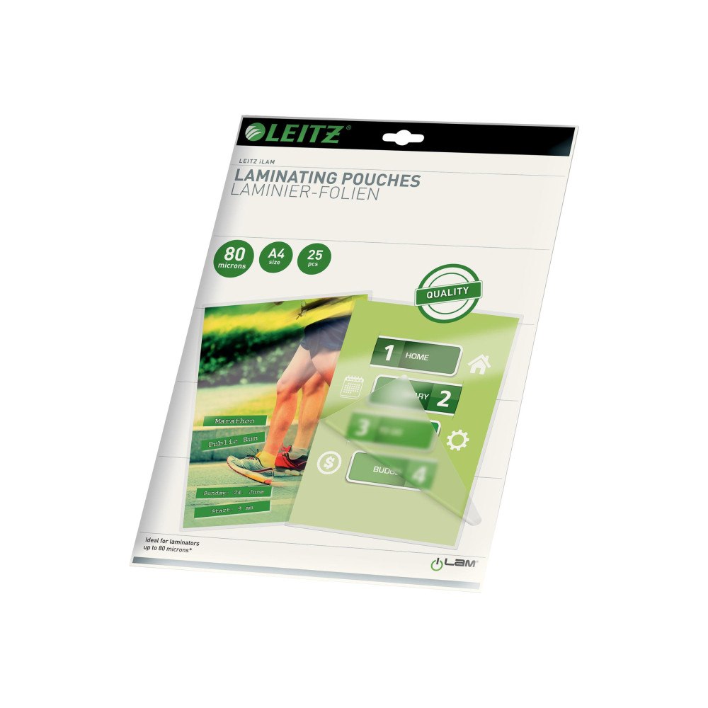 LEITZ Leitz - 25-pack - färglös - 216 x 303 mm - matta lamineringsfickor