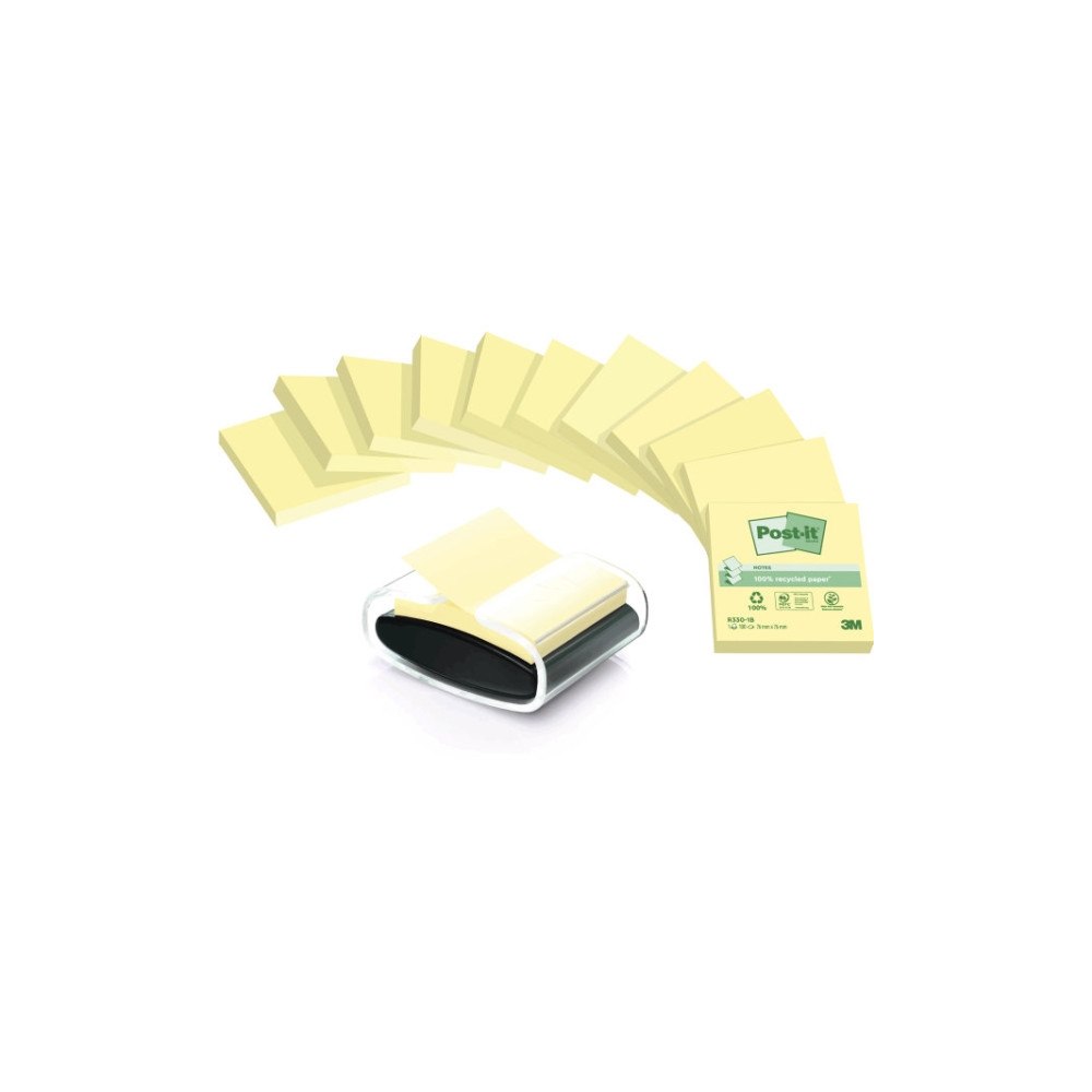 3M Post-it Z-notes Millenium dispenser + 12 Recycled Z-notes bl...