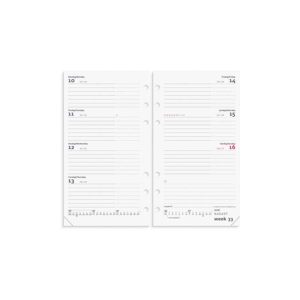 Mayland-Burde A/S System PP International veckokalender korsformat REFILL 2026