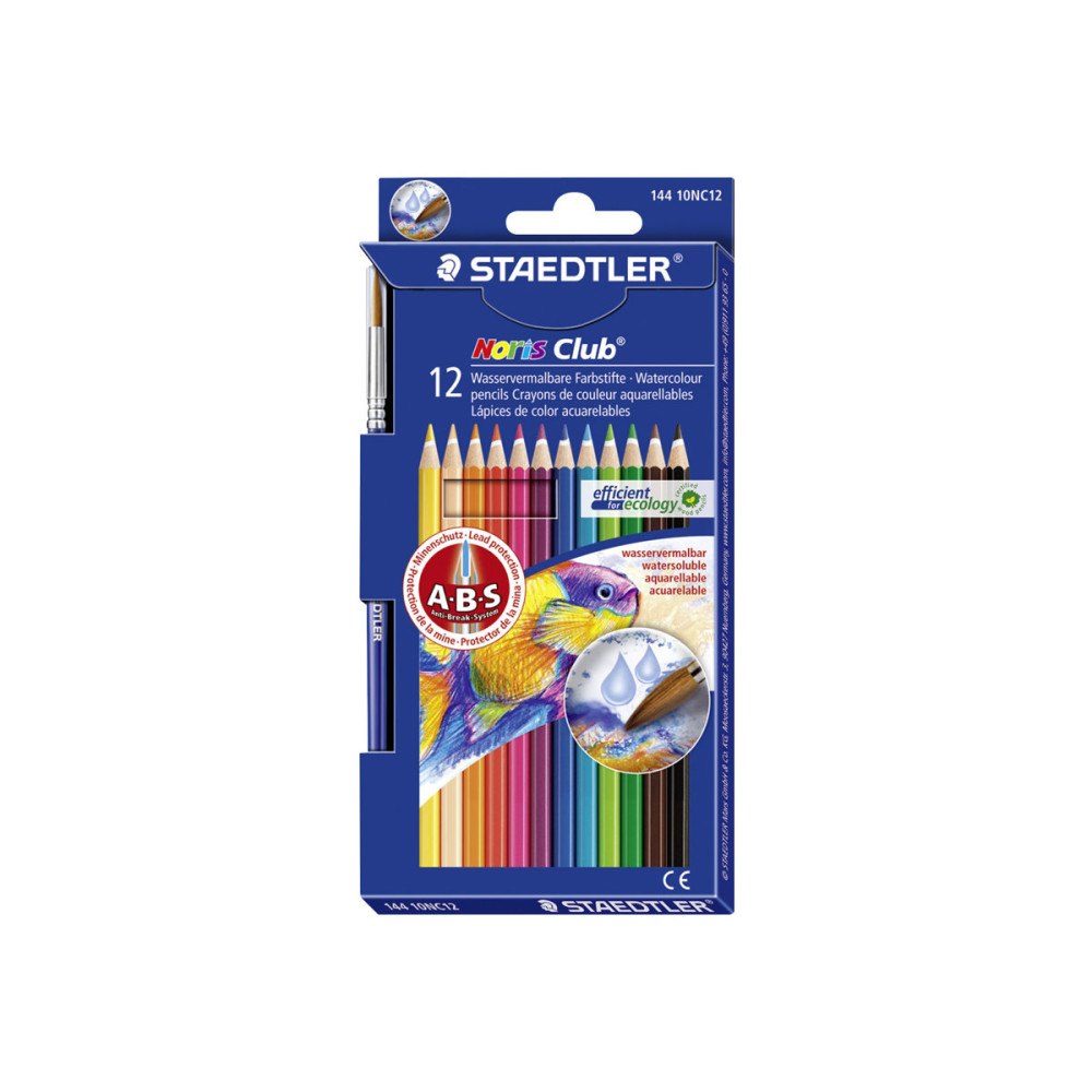 STAEDTLER STAEDTLER Noris Club aquarell - vattenfärgspenna - svart, röd, blå, grön, ljusblå, gul, orange, persika, mörkt malvafärg...