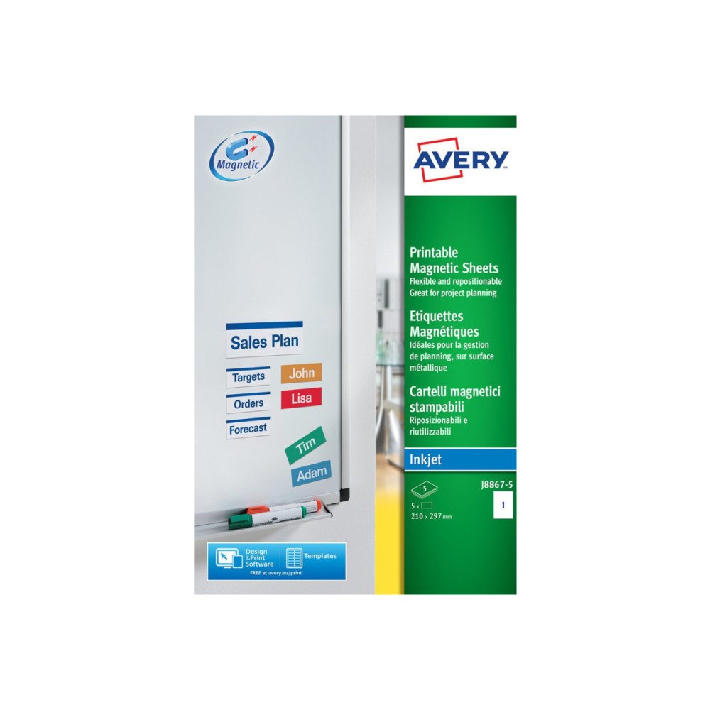 AVERY Avery J8867 - magnetetiketter - 5 stk - A4