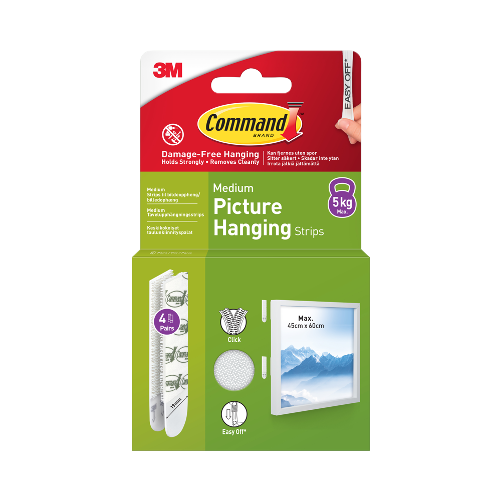 3M 3M Command Strips White Medium 4 Sets