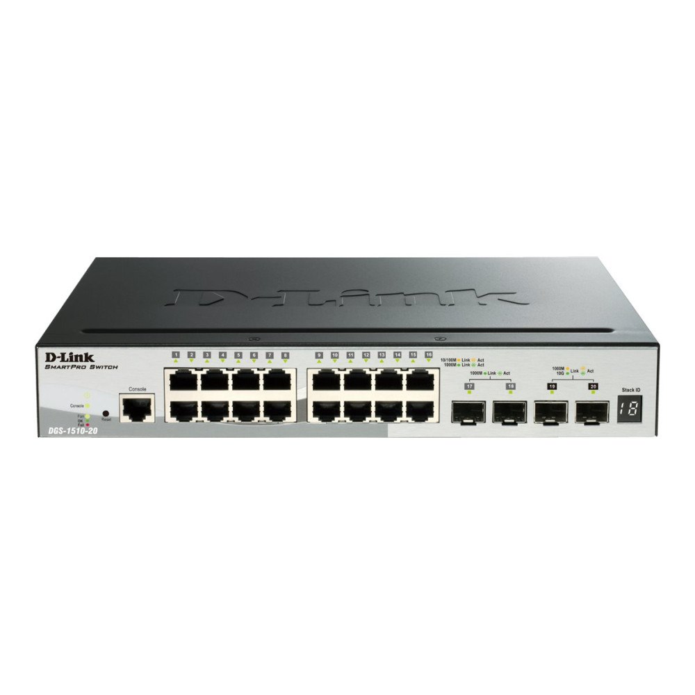 D-Link D-Link DGS 1510-20 - switch - 20 portar - smart - rackmonterbar