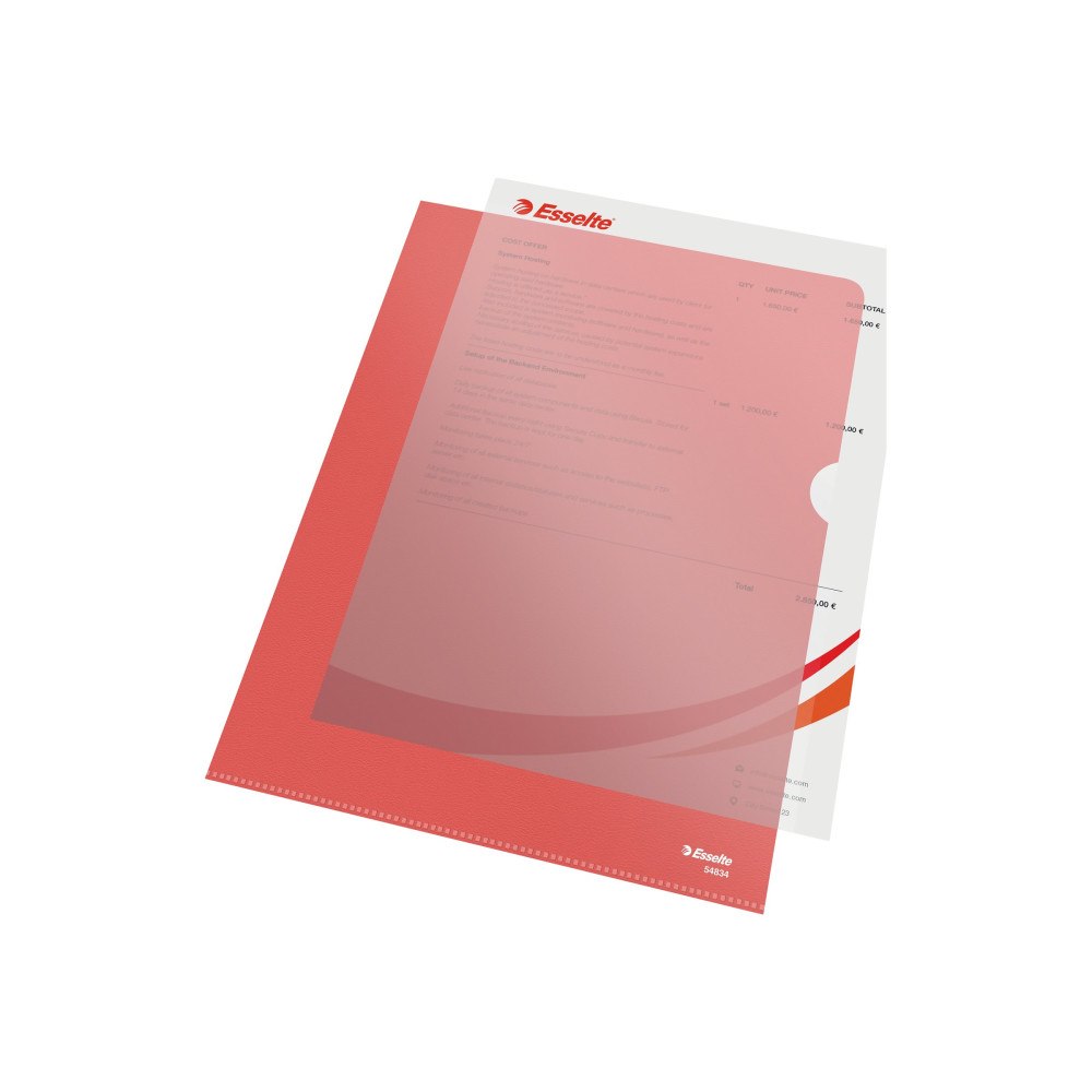 ESSELTE Esselte - L-formad mapp - för A4 - kapacitet: 40 ark - transparent röd