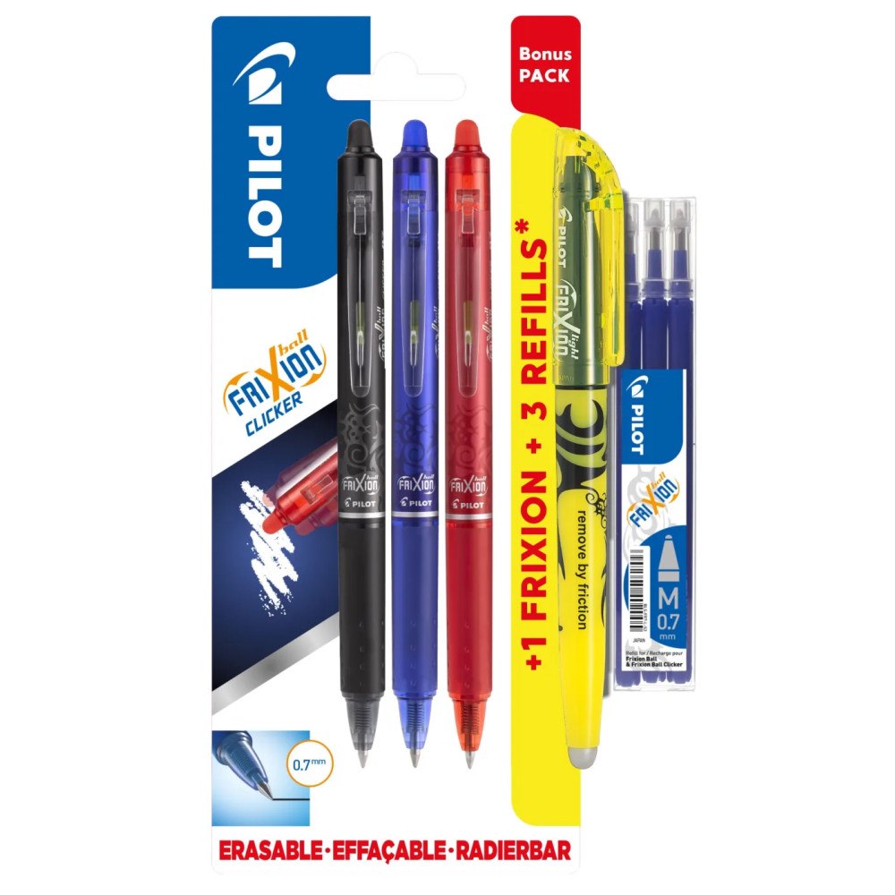 Pilot Pen Pilot FriXion Clicker 0.7 Bonuspaket med 3 st. assorterade f...