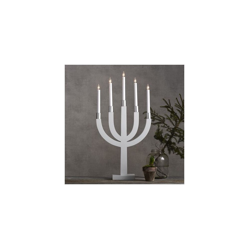 STAR TRADING Elljusstake 5 ljus 35x67cm trä vit