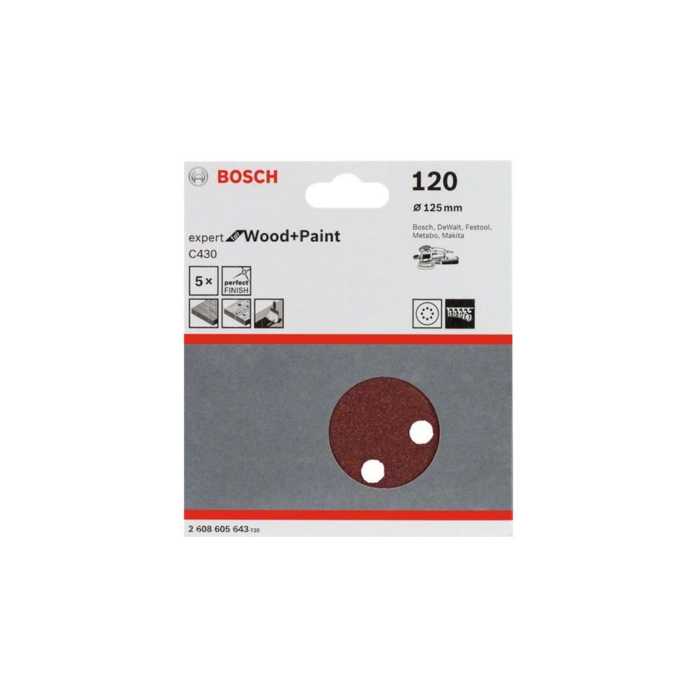 Bosch Group Bosch Expert for Wood and Paint C430 - sandpapperssats - för trä, målarfärg - 5 delar