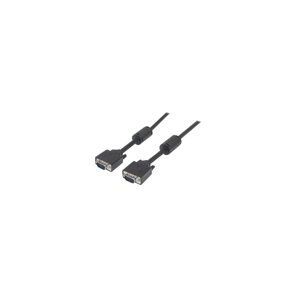 Manhattan Computer Products Manhattan VGA Monitor Cable (with Ferrite Cores), 3m, Black, Male to Male, HD15, Cable of higher SVGA Specification (ful...