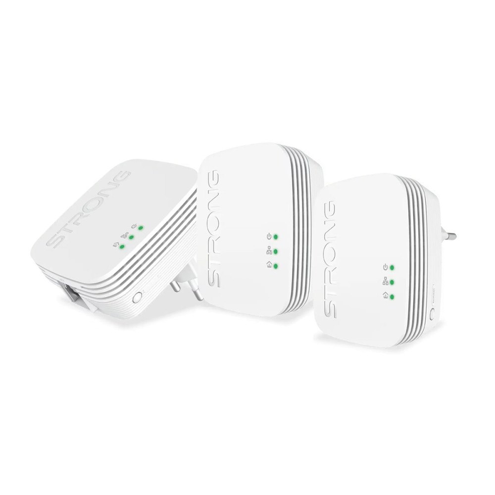 Strong Strong Powerline 600 Triple - v2 - PowerLine adaptersats - Wi-Fi - vägginsticksbar