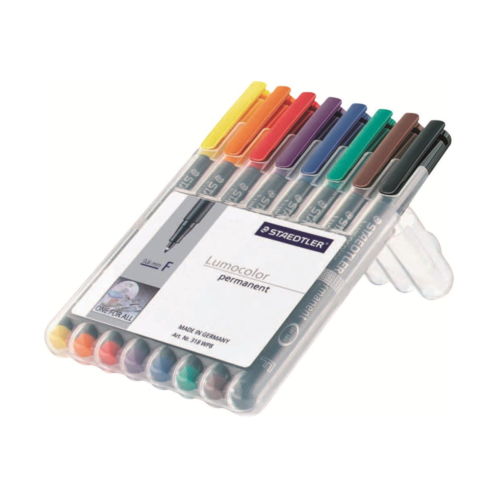 STAEDTLER STAEDTLER Lumocolor - fiberspetspenna - svart, röd, blå, grön, gul, orange, brun, violett (paket om 8)