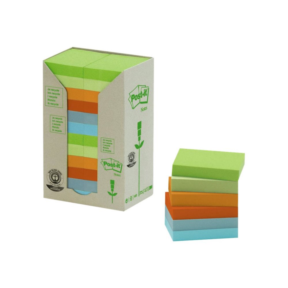 3M Post-it 653-1RPT - anteckningar - 38 x 51 mm - 2400 ark (24 x 100)