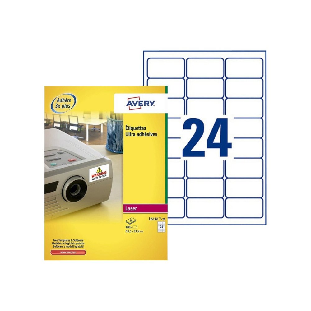 AVERY Avery TripleBond Labels L6141 - etiketter - 480 etikett (er) - 33.9 x 63.5 mm