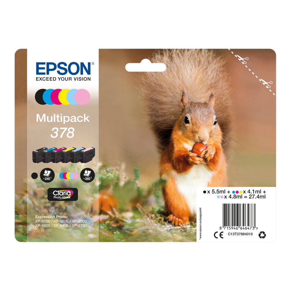 EPSON Epson Multipack 378 - 6-pack - svart, gul, cyan, magenta, ljus magenta, ljus cyan - original - bläckpatron