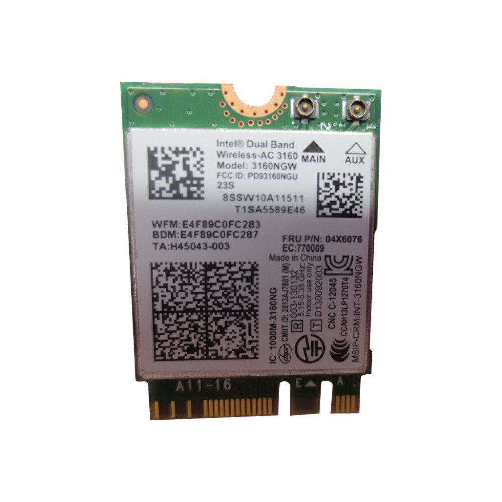 Lenovo Intel Dual Band Wireless-AC 3160 - nätverksadapter - M.2 Card