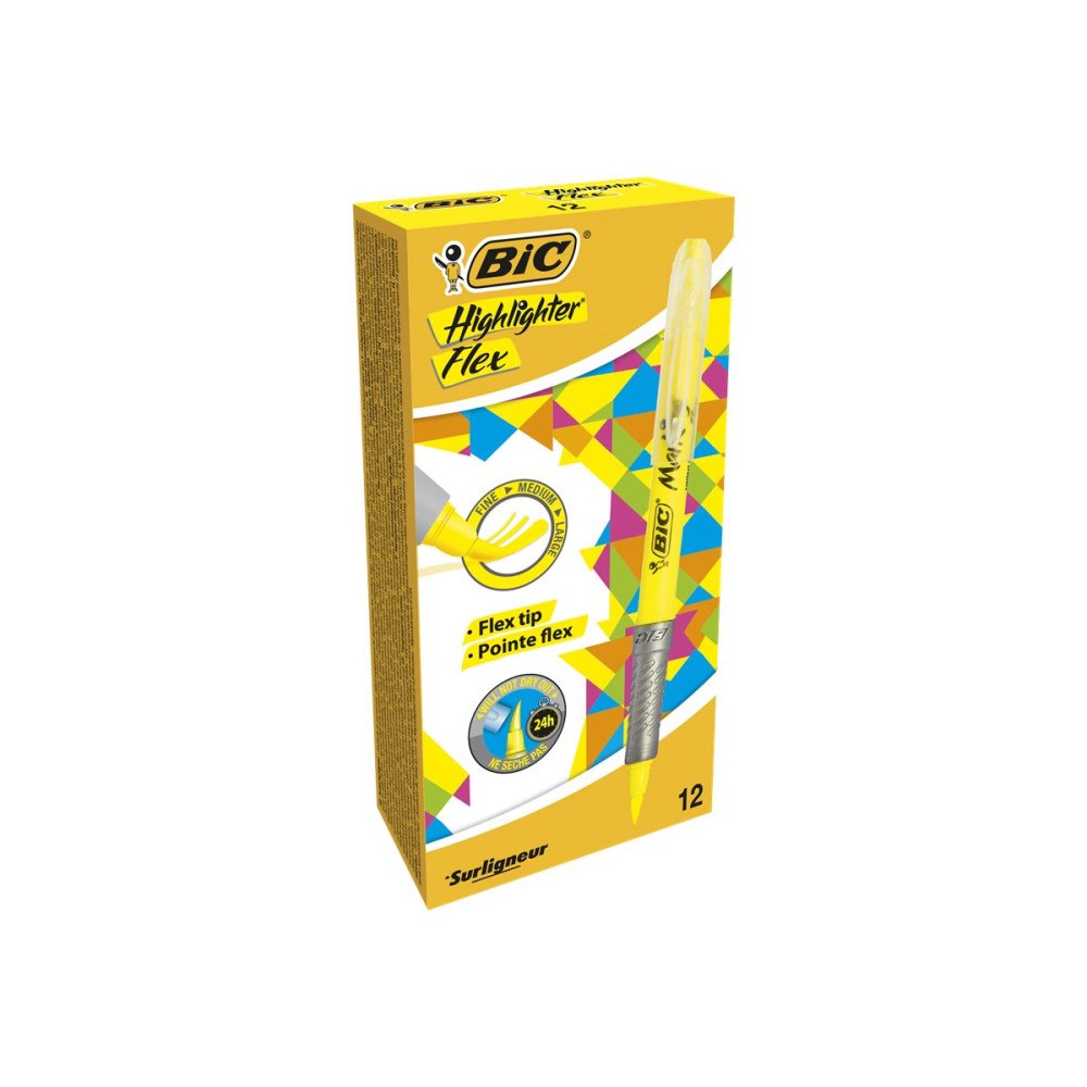 BIC BIC Marking Highlighter Flex - överstrykningspenna - gul (paket om 12)