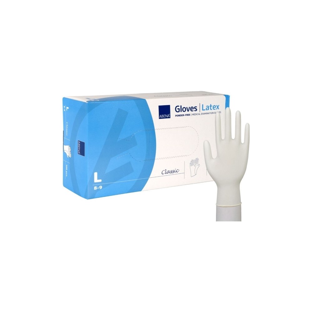 Abena Undersökningshandske, ABENA Classic, L, natur, latex, puderf...