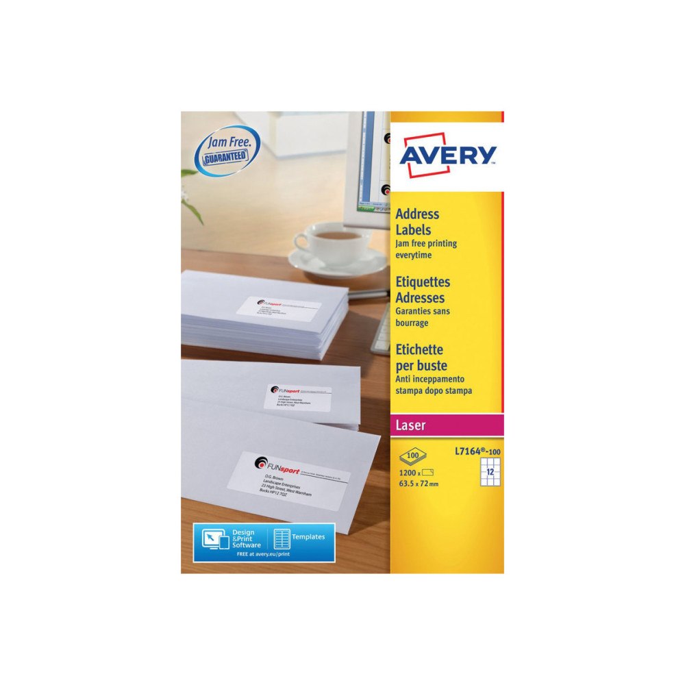AVERY Avery - adresslappar - 1200 etikett (er) - 63.5 x 72 mm