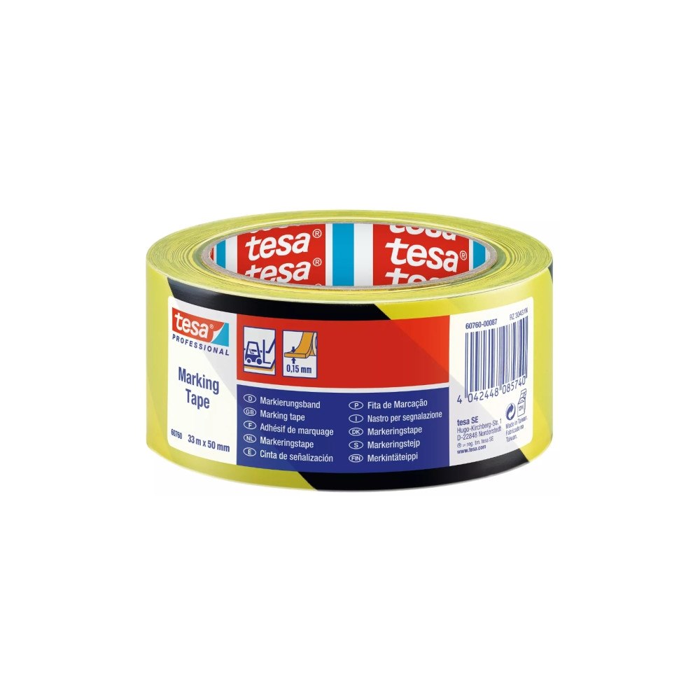 tesa TESA 60760-00087, Silvertejp, Svart, Gul, 33 m, Inomhus, PVC...