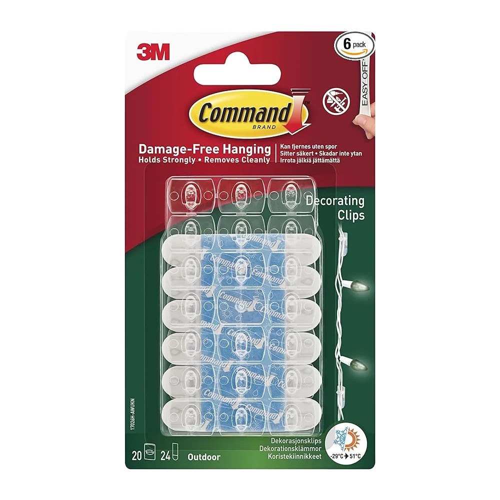 3M 3M Command™ Utomhusdekorationsklämmor 17026H-AW, 20 krokar +...